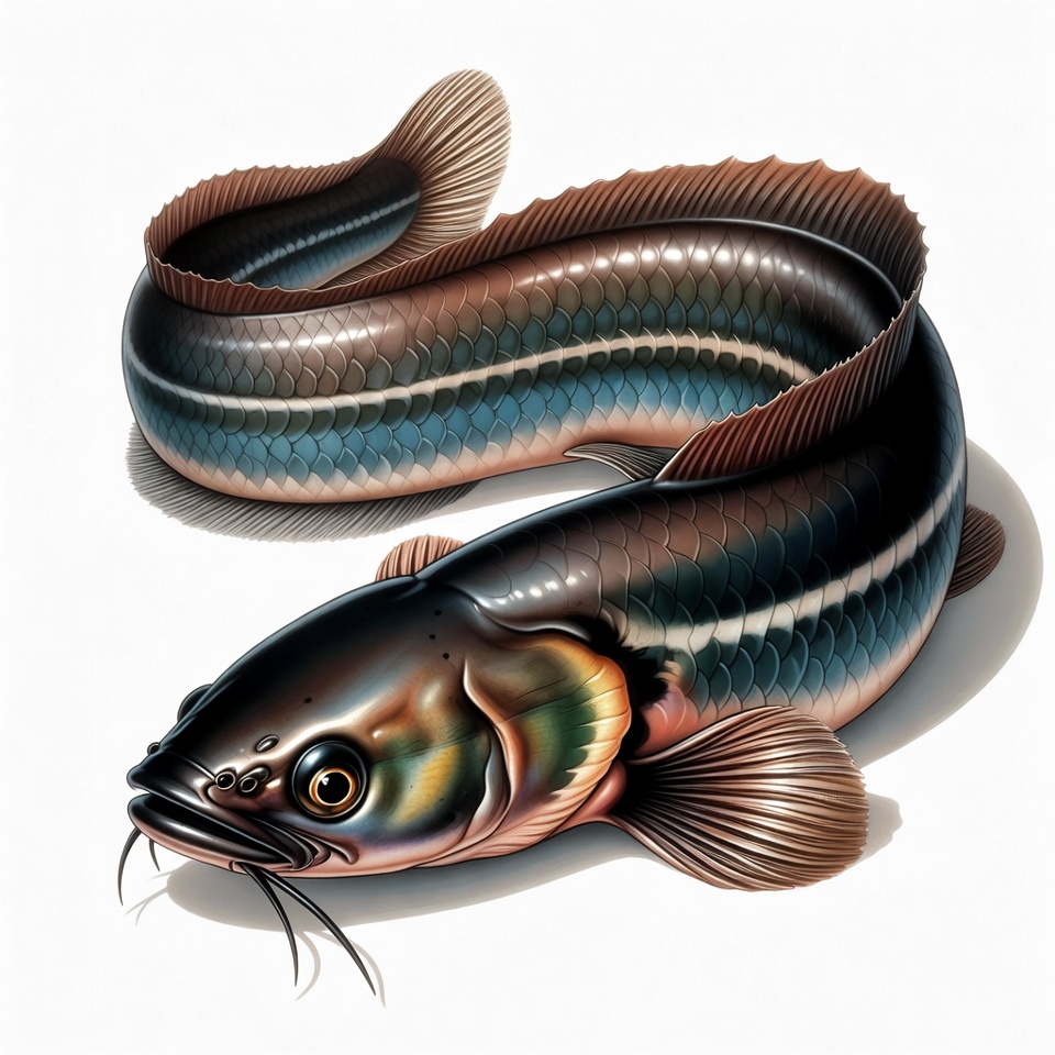 Colorful Asian Swamp Eel Illustration Colorful Asian Swamp Eel Illustration