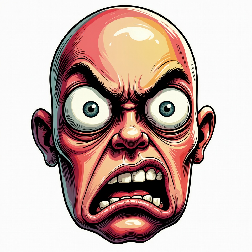 Angry Bald Cartoon Man Face Angry Bald Cartoon Man Face
