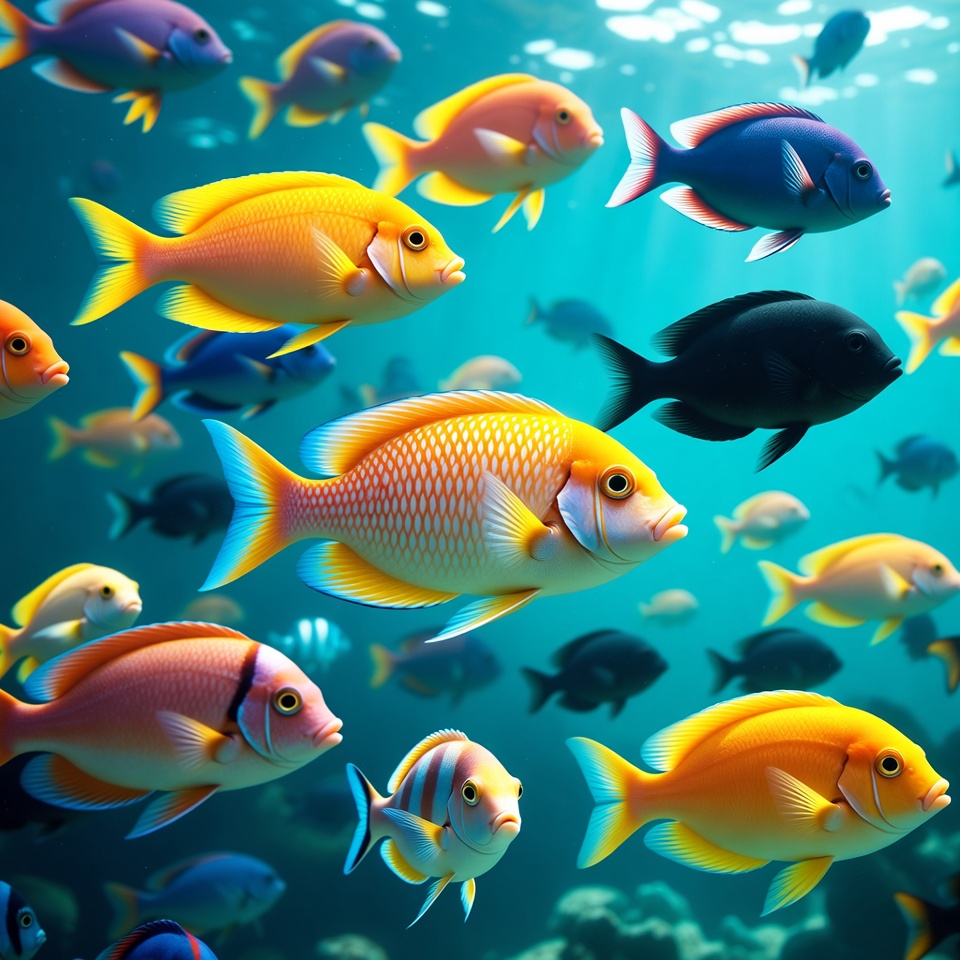 Colorful Tropical Fish Swimming Underwater Colorful Tropical Fish Swimming Underwater