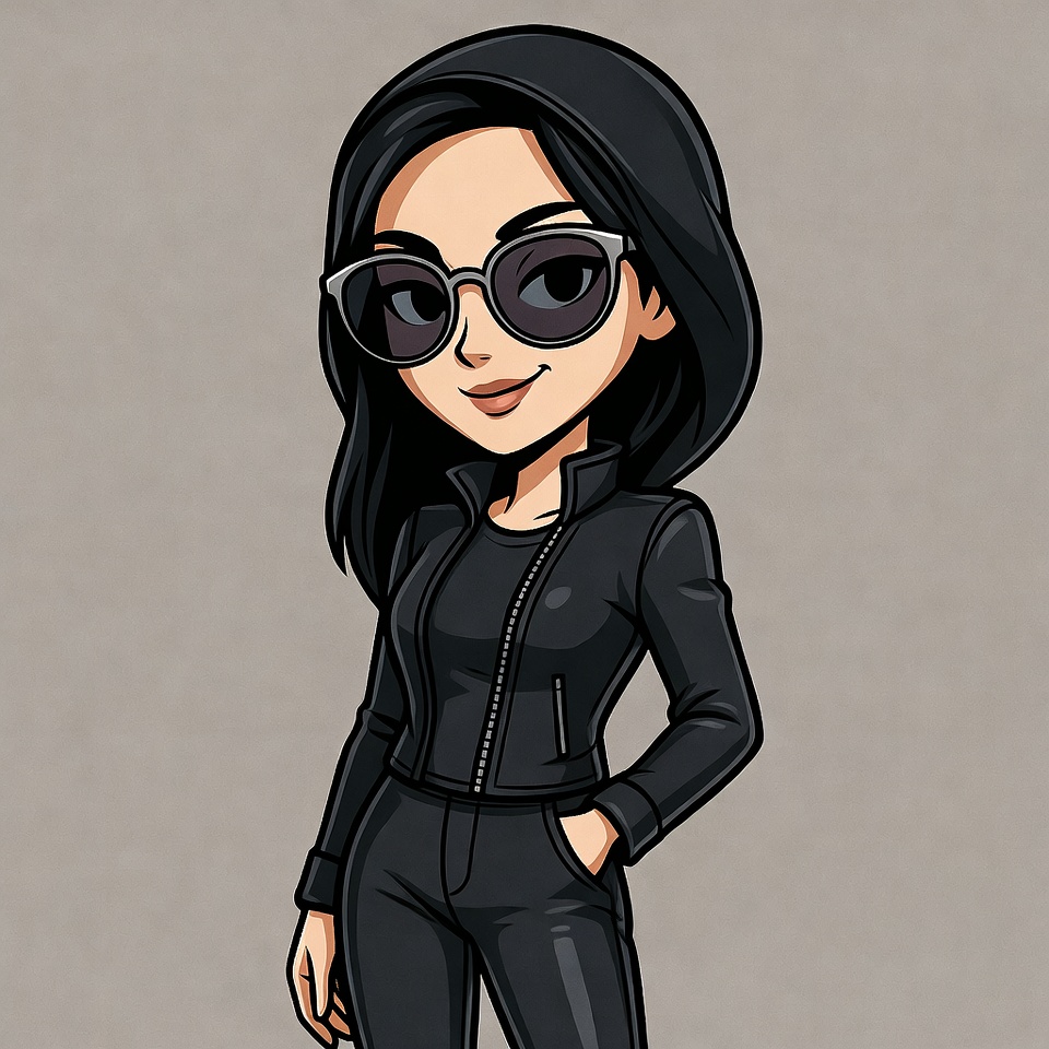 Asian woman in black leather jacket Asian woman in black leather jacket