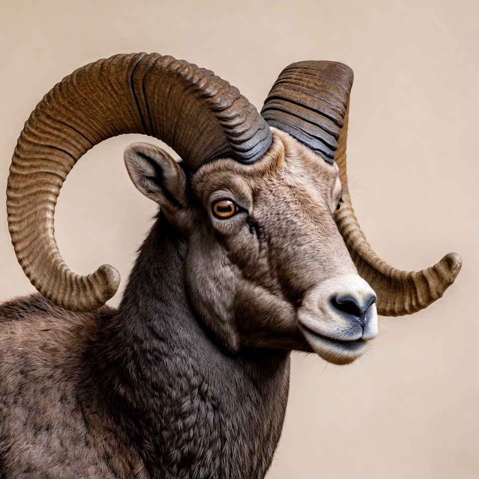 Bighorn sheep with large curved horns Bighorn sheep with large curved horns