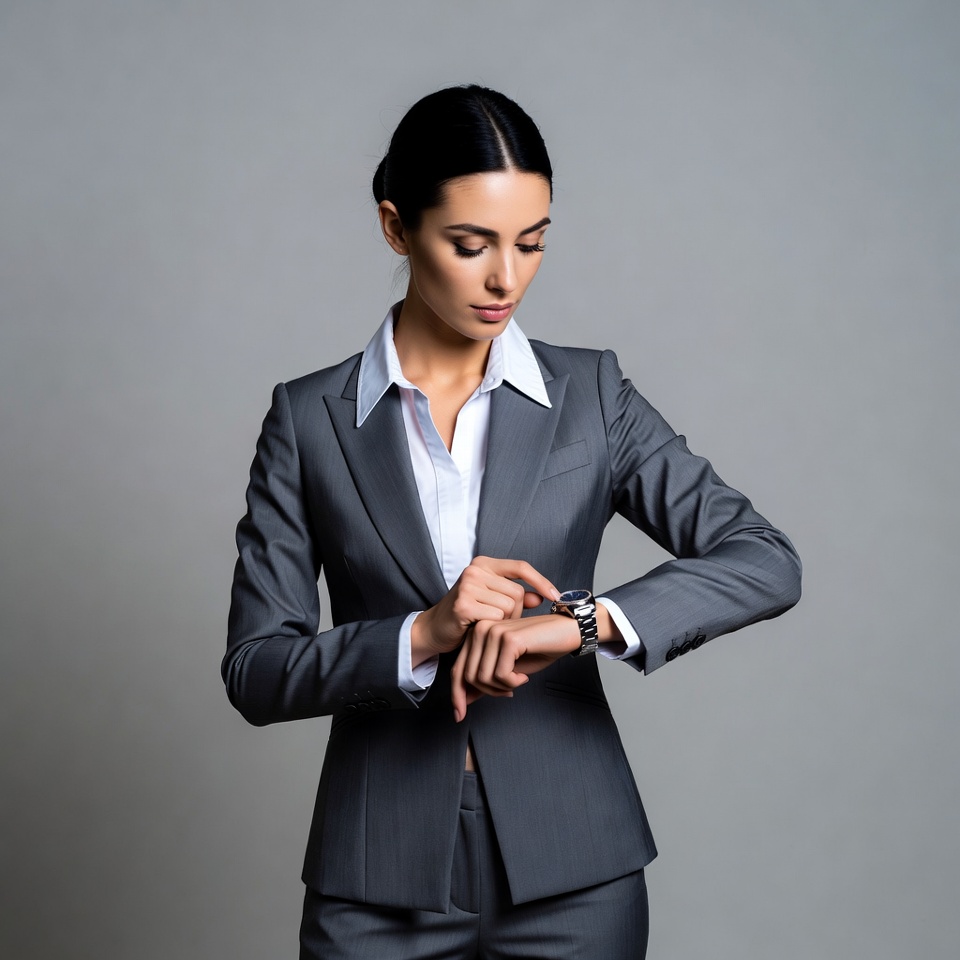 Businesswoman checking her watch Businesswoman checking her watch