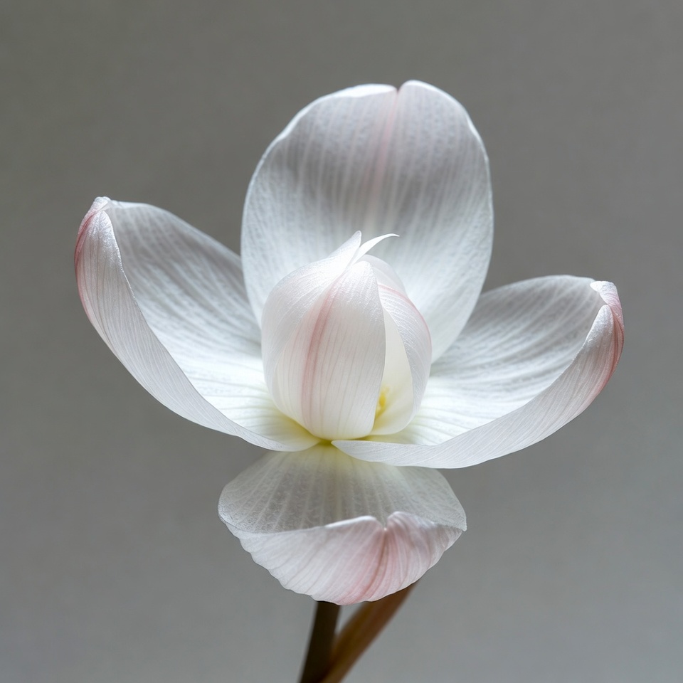White Anemone Flower with Pink Edges White Anemone Flower with Pink Edges