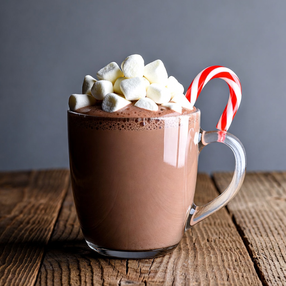Hot Chocolate with Marshmallows and Candy Cane Hot Chocolate with Marshmallows and Candy Cane