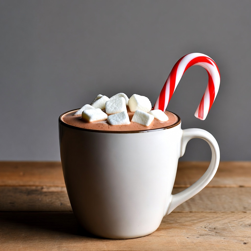 Hot Chocolate with Marshmallows and Candy Cane Hot Chocolate with Marshmallows and Candy Cane