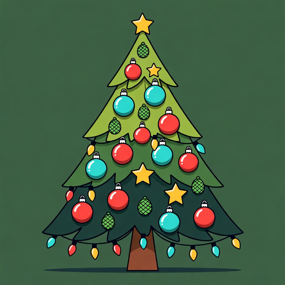 Decorated Christmas Tree Illustration Decorated Christmas Tree Illustration