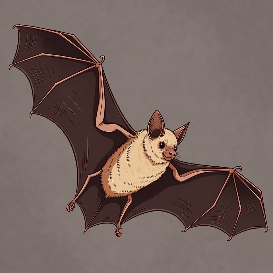 Flying fruit bat illustration Flying fruit bat illustration