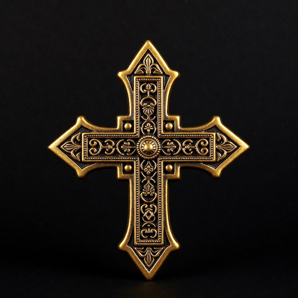 Ornate Gold Cross on Black Ornate Gold Cross on Black