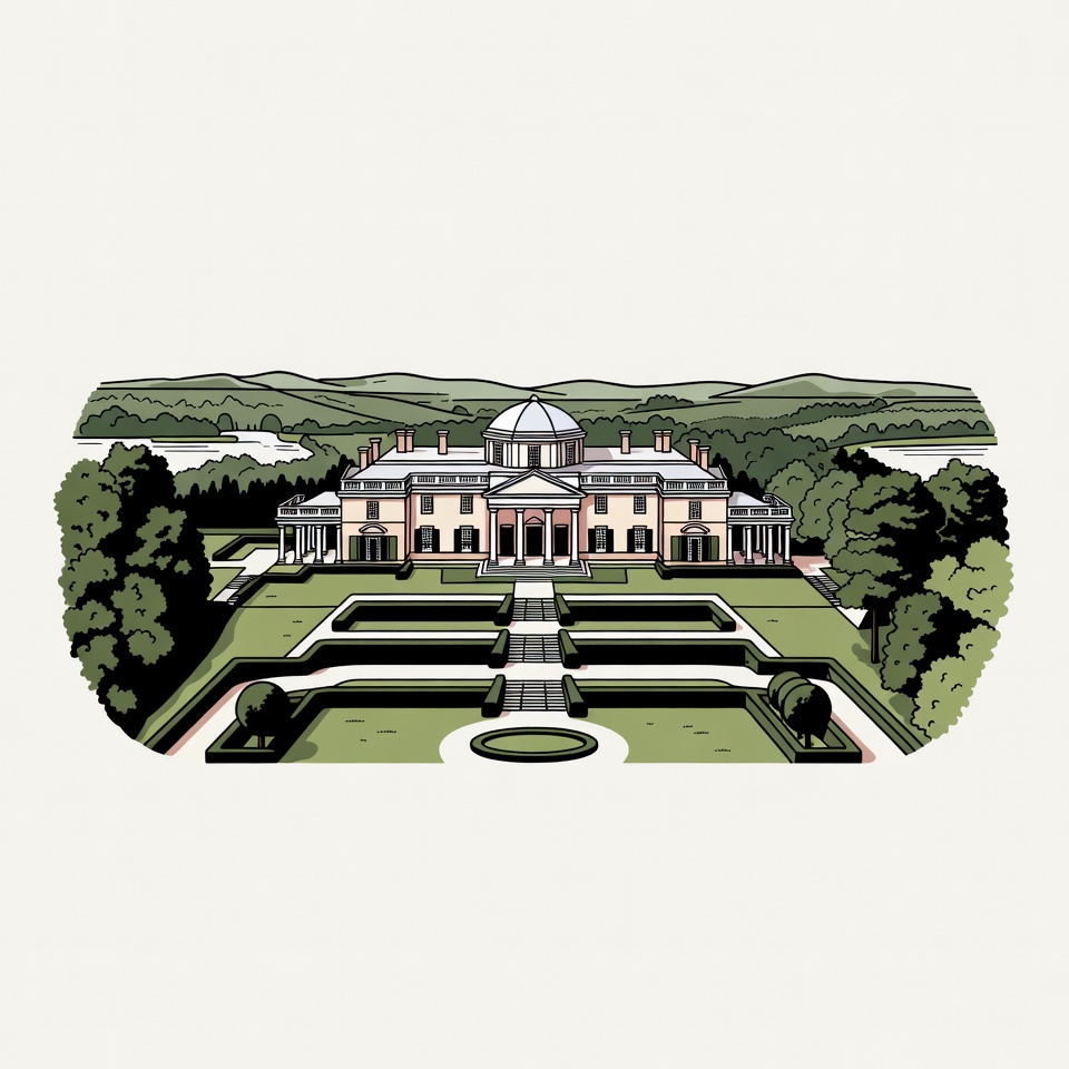 Grand Mansion with Formal Gardens Grand Mansion with Formal Gardens