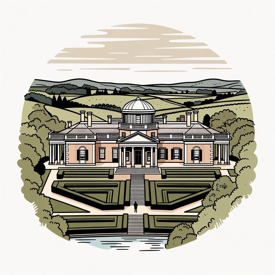 Elegant Mansion with Formal Gardens Elegant Mansion with Formal Gardens