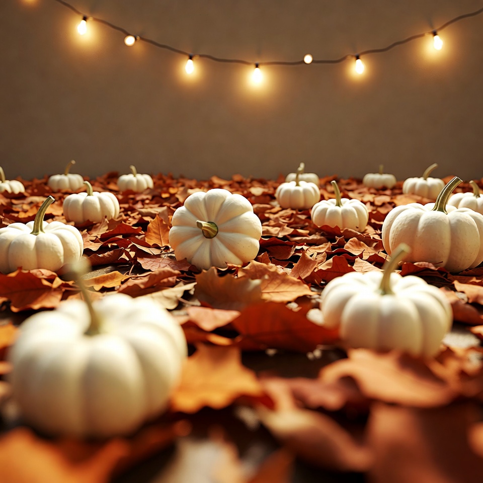 White Pumpkins on Fall Leaves White Pumpkins on Fall Leaves