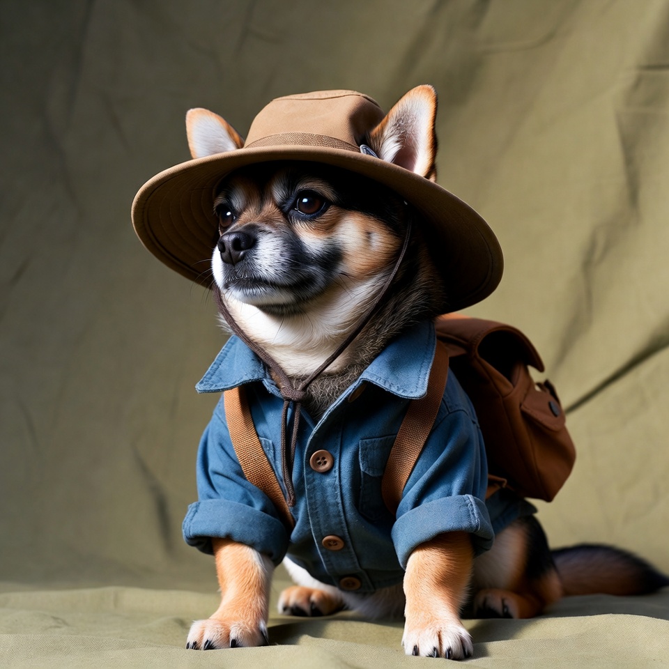 Chihuahua dog in explorer hat Chihuahua dog in explorer hat