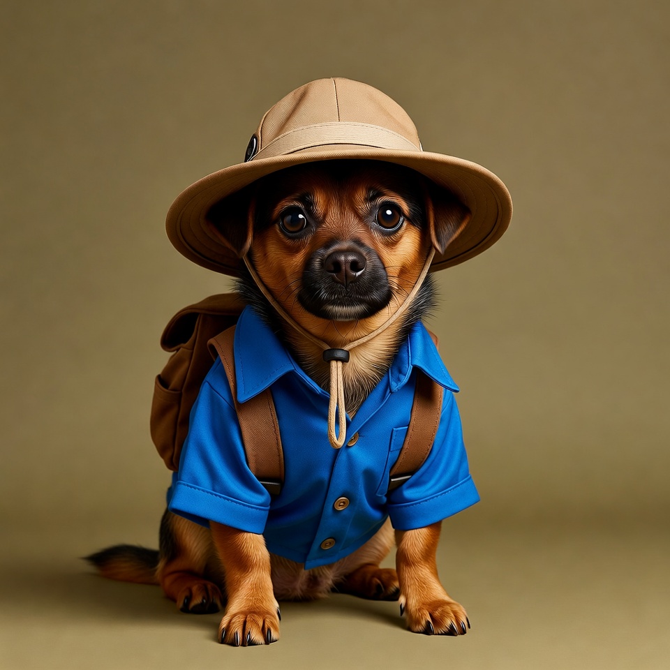 Chihuahua dog in explorer hat Chihuahua dog in explorer hat