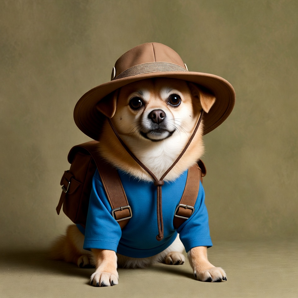 Chihuahua in hat and backpack Chihuahua in hat and backpack