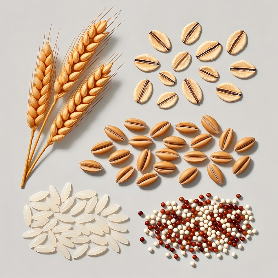 Assortment of Wheat Grains and Seeds Assortment of Wheat Grains and Seeds