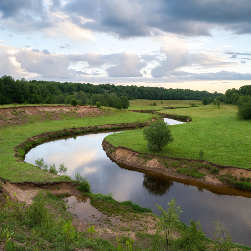 Winding River in Green Meadow Winding River in Green Meadow