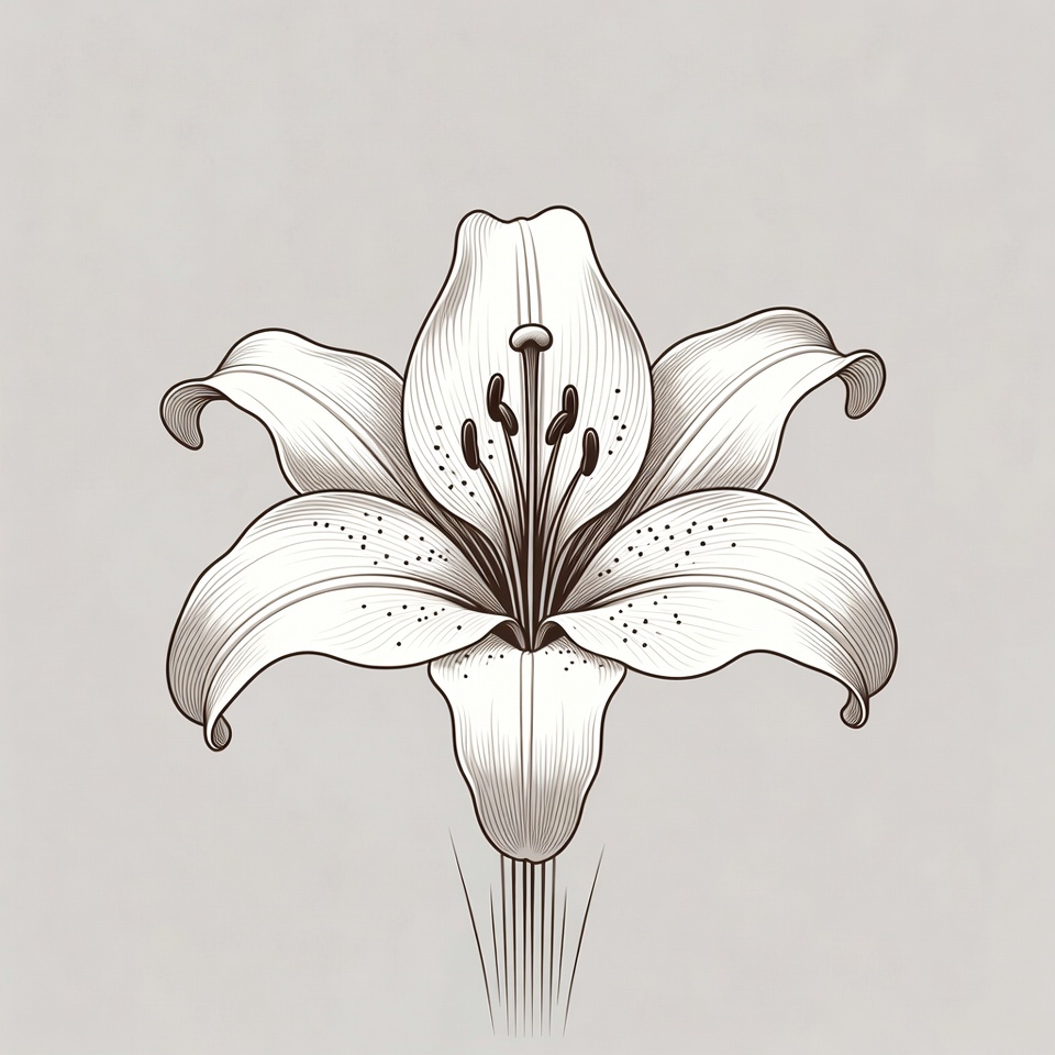Lily Flower Line Art Illustration Lily Flower Line Art Illustration