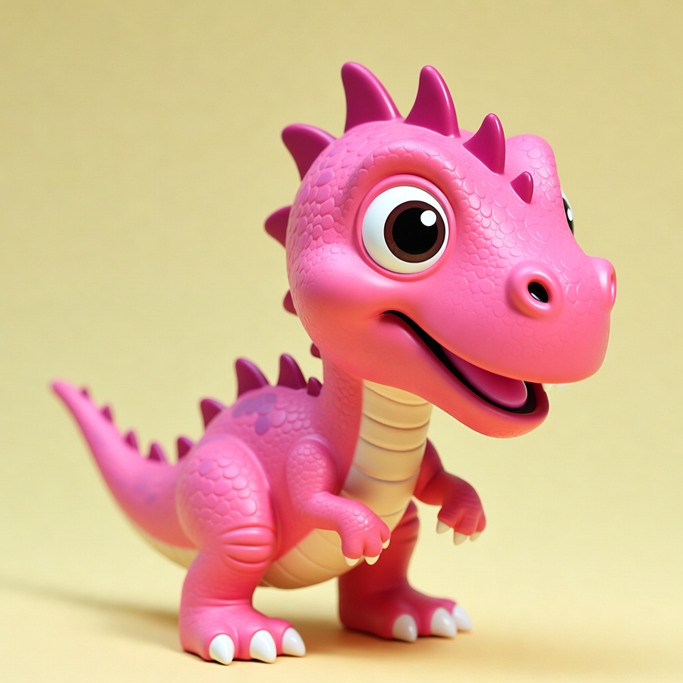 Cute Pink Baby Dinosaur Illustration Cute Pink Baby Dinosaur Illustration