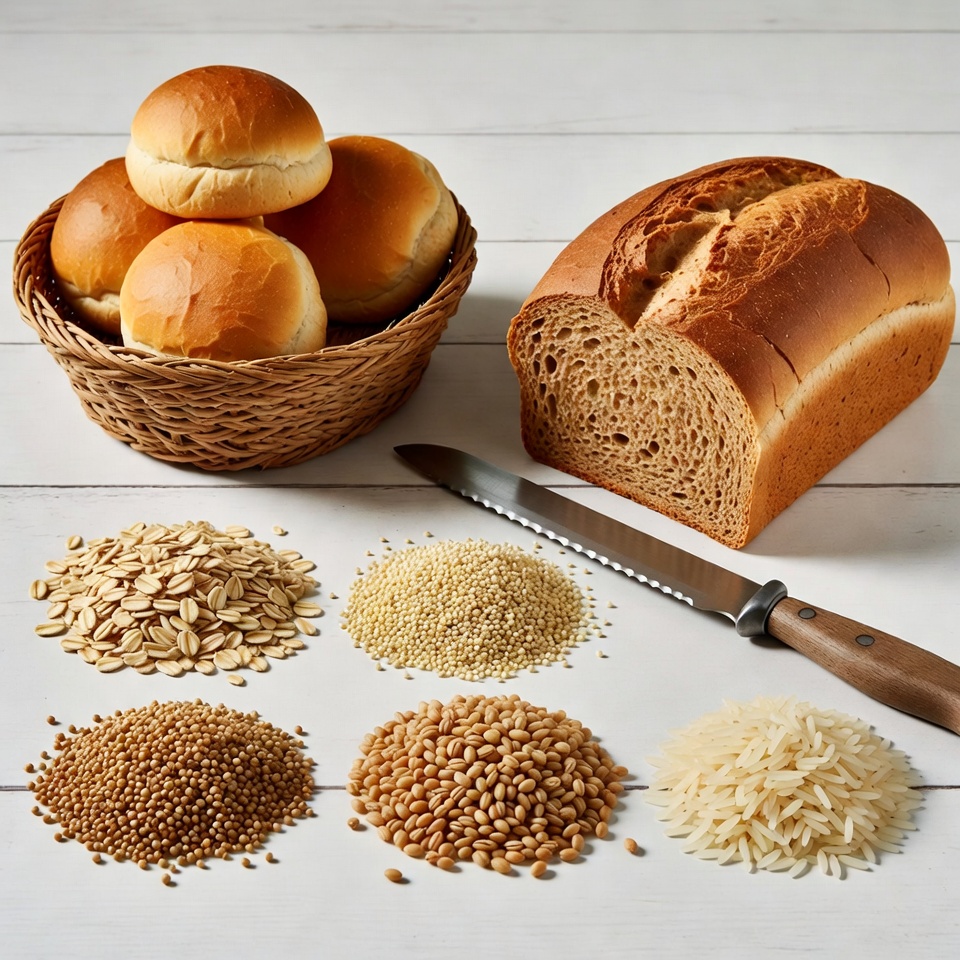 Bread Rolls Basket and Grains Bread Rolls Basket and Grains