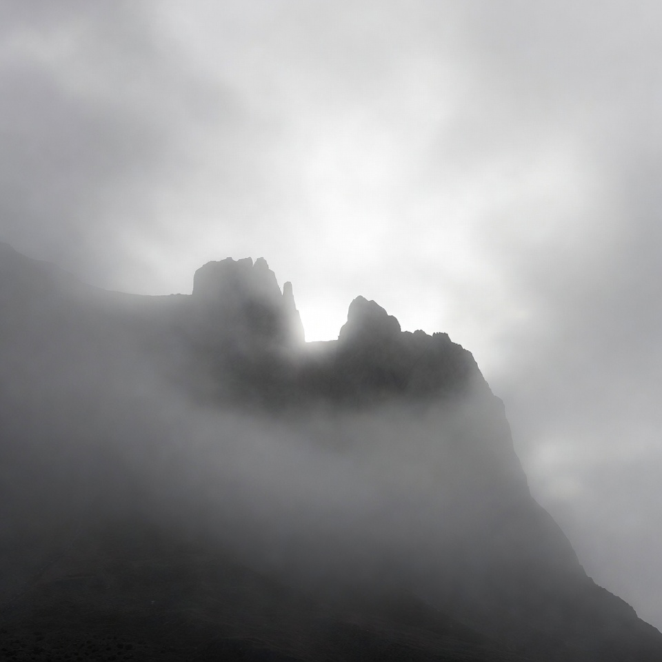 Castle Silhouette in Foggy Mountains Castle Silhouette in Foggy Mountains