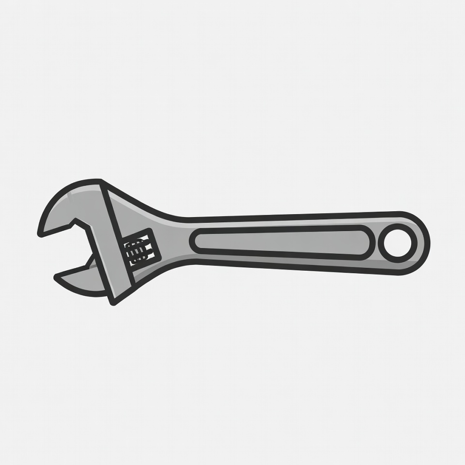Silver Adjustable Wrench Illustration Silver Adjustable Wrench Illustration