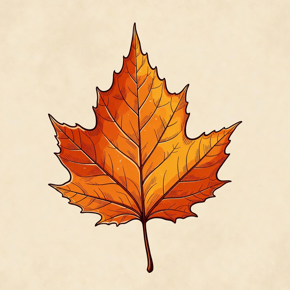 Orange Maple Leaf Illustration Orange Maple Leaf Illustration