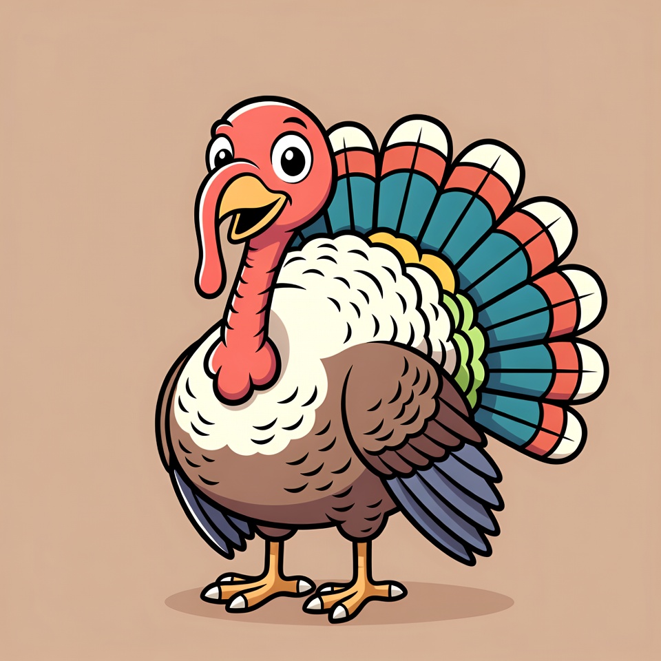 Cartoon Turkey with Spread Tail Cartoon Turkey with Spread Tail