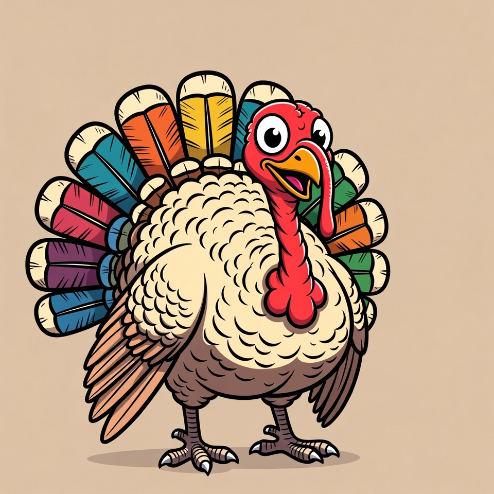 Colorful Cartoon Turkey Illustration Colorful Cartoon Turkey Illustration