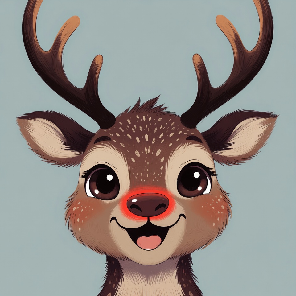 Cute Cartoon Reindeer Smiling Cute Cartoon Reindeer Smiling