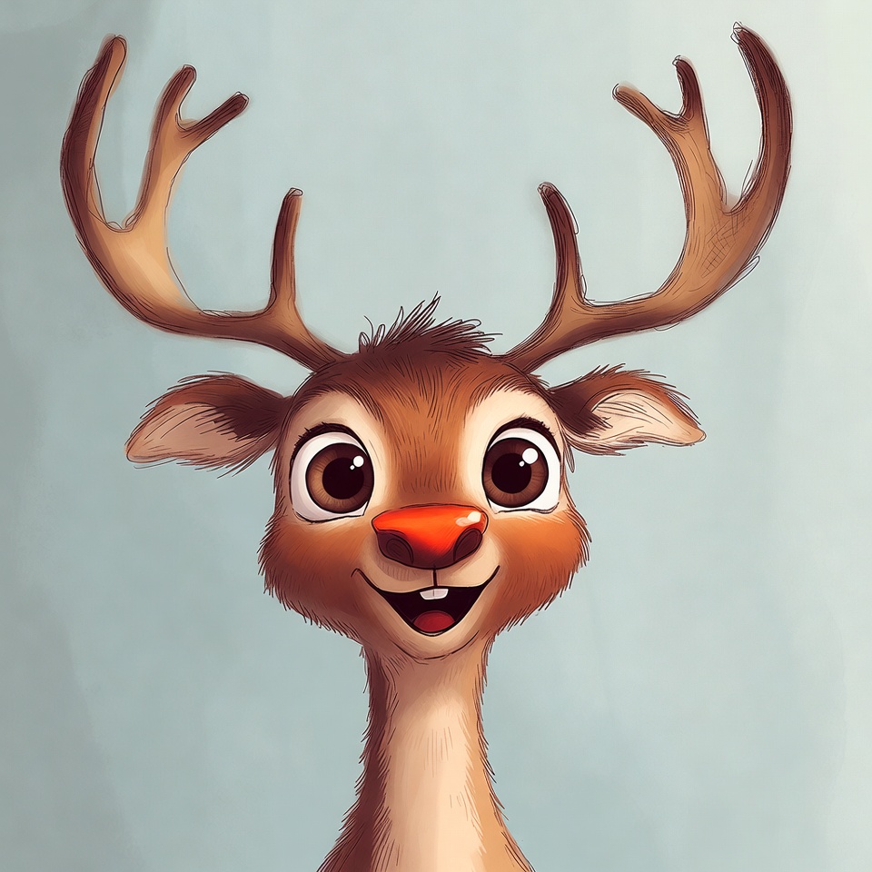 Cute Rudolph Reindeer Smiling Cute Rudolph Reindeer Smiling
