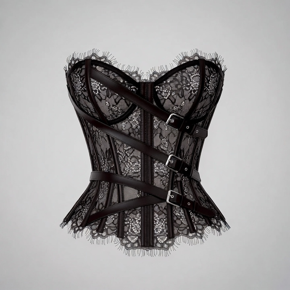 Black Lace Strap Corset Black Lace Strap Corset