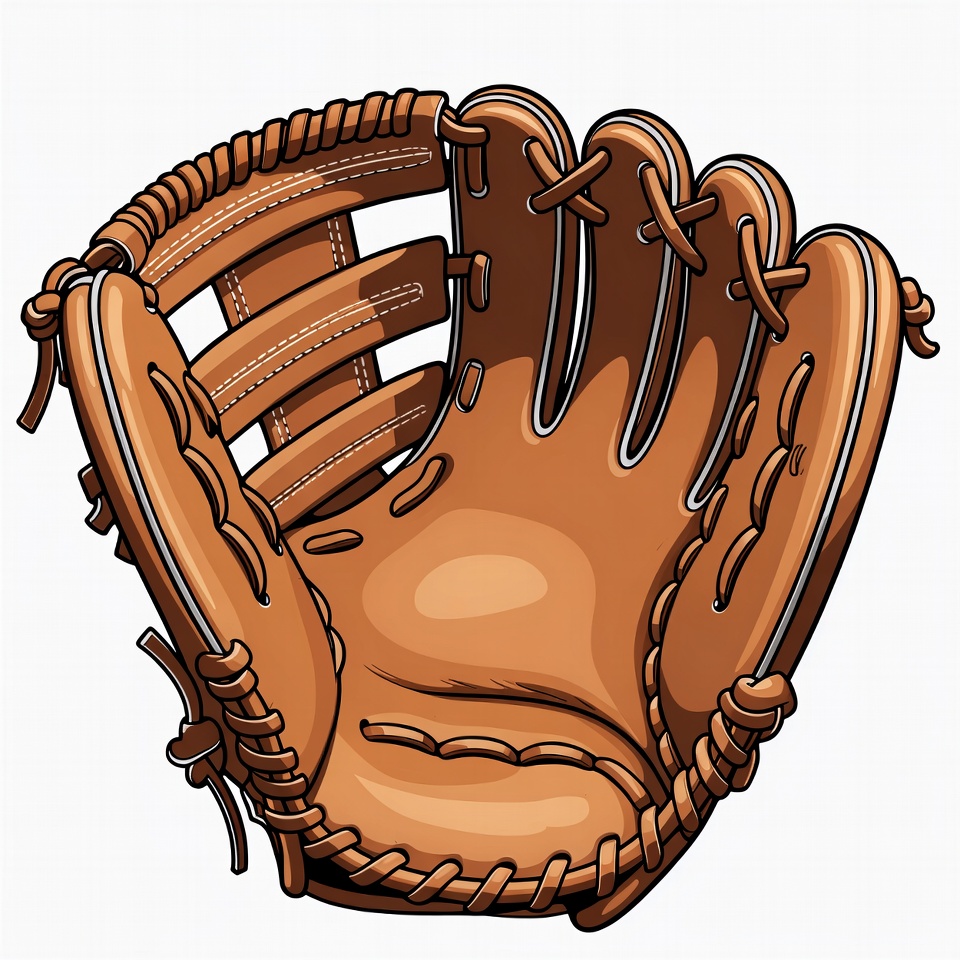 Open Brown Baseball Glove Illustration Open Brown Baseball Glove Illustration