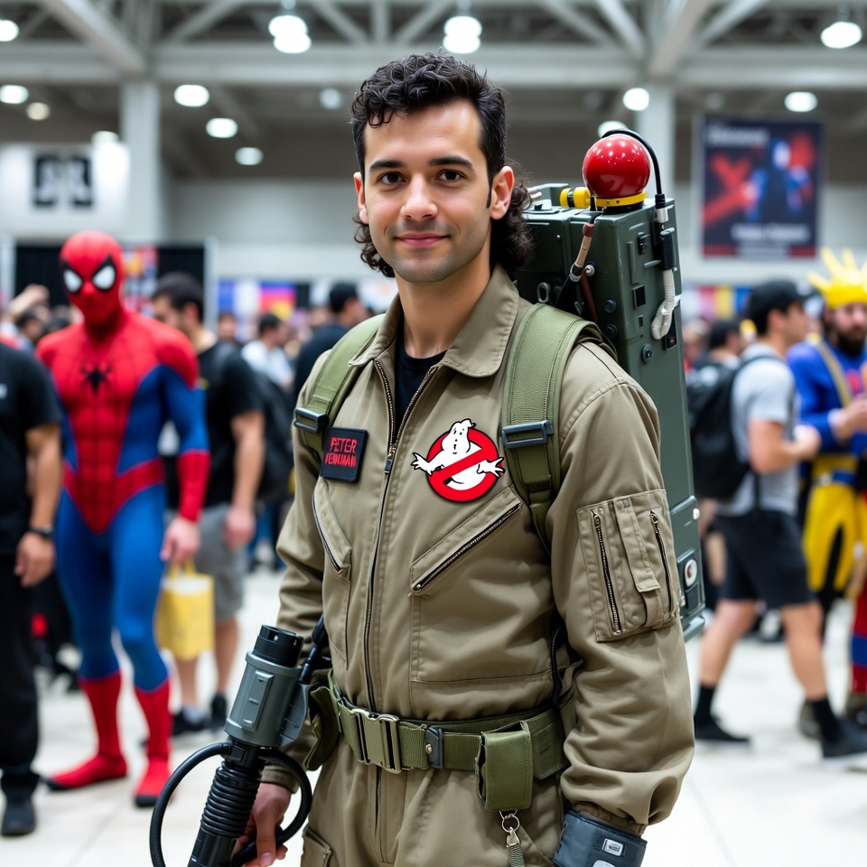 Man in Ghostbusters costume at convention Man in Ghostbusters costume at convention