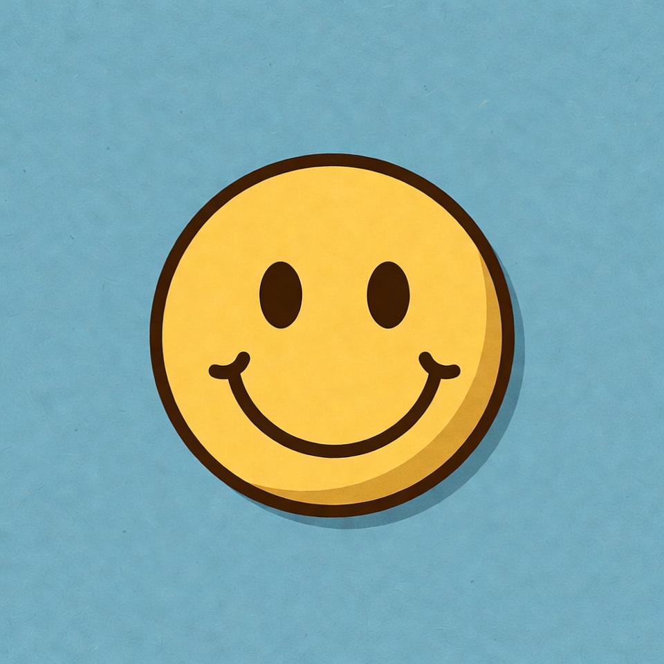 Smiling Yellow Emoticon on Blue Background Smiling Yellow Emoticon on Blue Background
