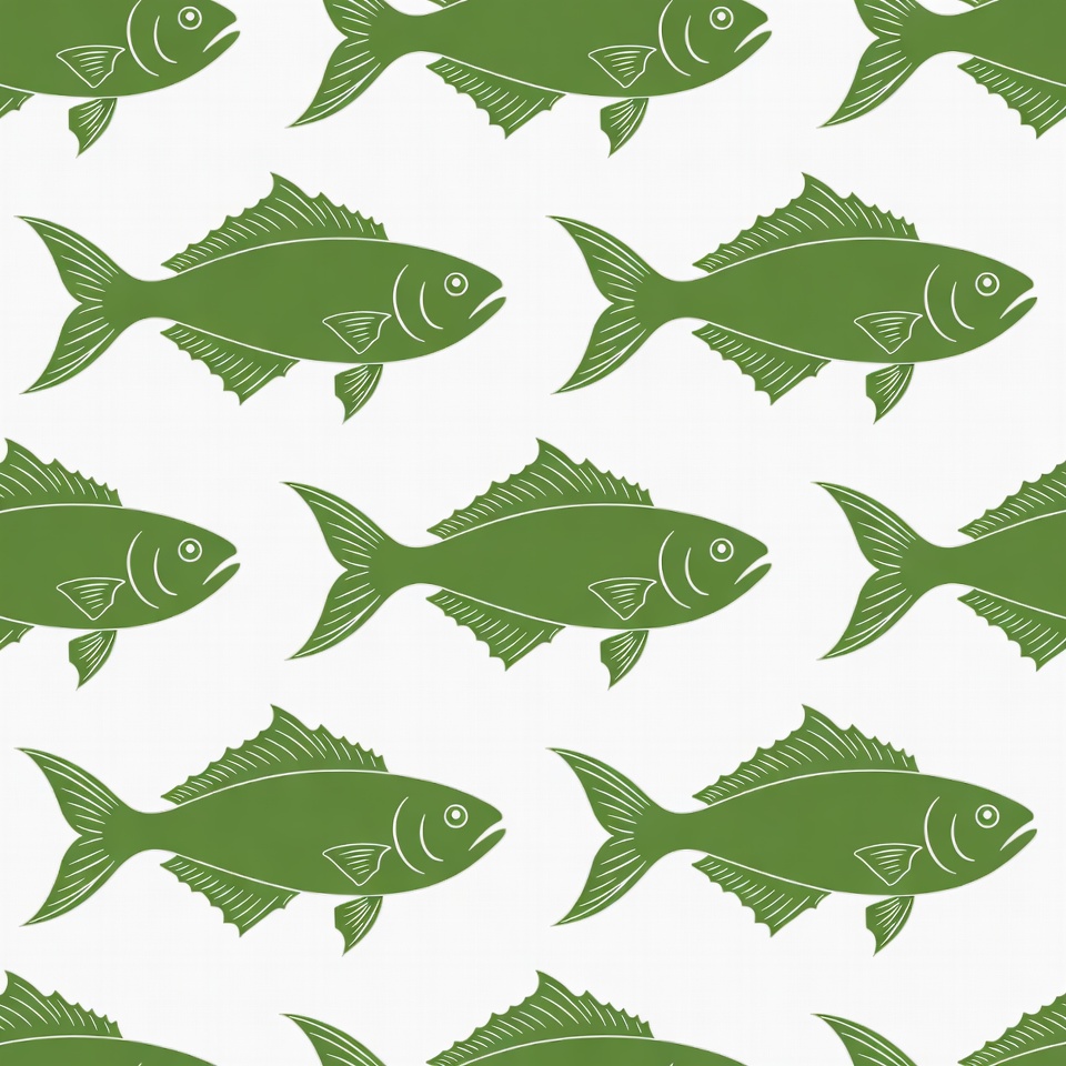 Green Fish Seamless Pattern Green Fish Seamless Pattern