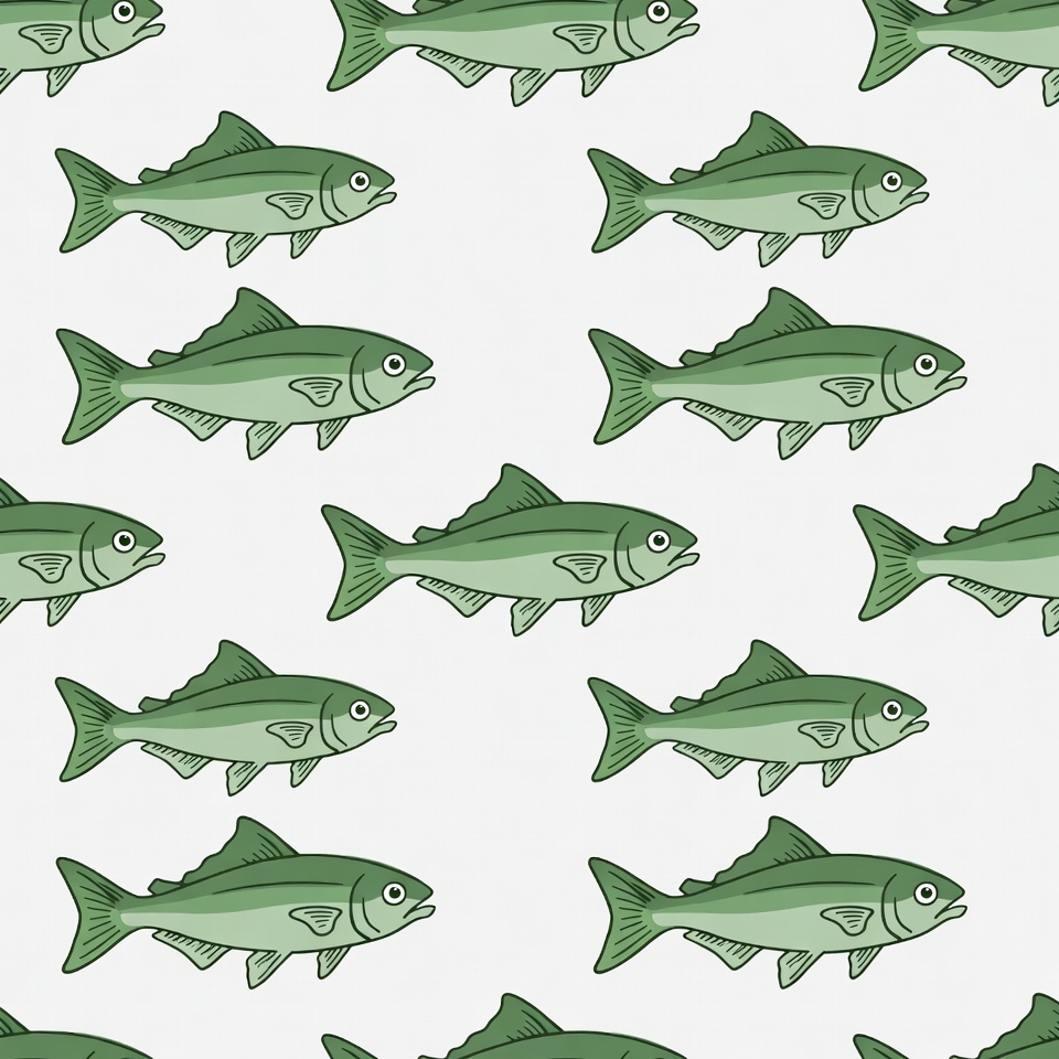 Green Fish Seamless Pattern Green Fish Seamless Pattern