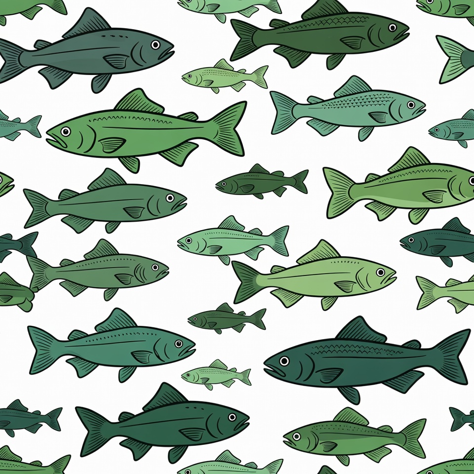 Green Fish Seamless Pattern Green Fish Seamless Pattern