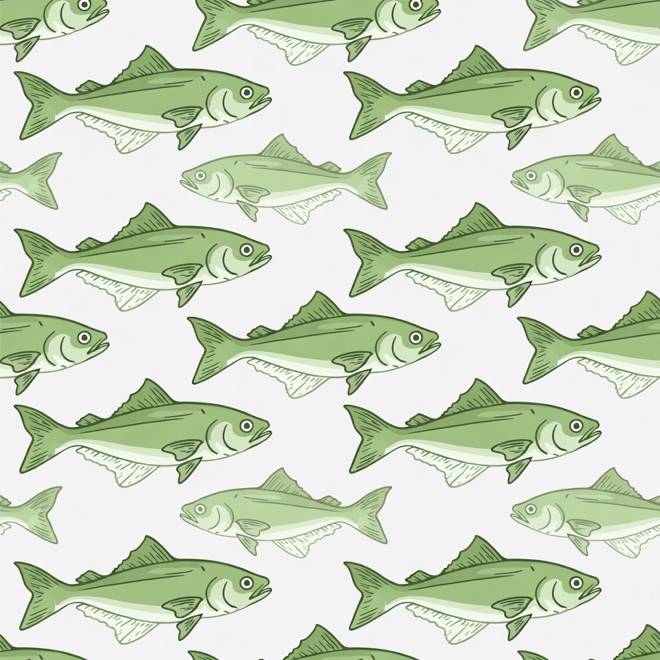 Green Fish Seamless Pattern Green Fish Seamless Pattern