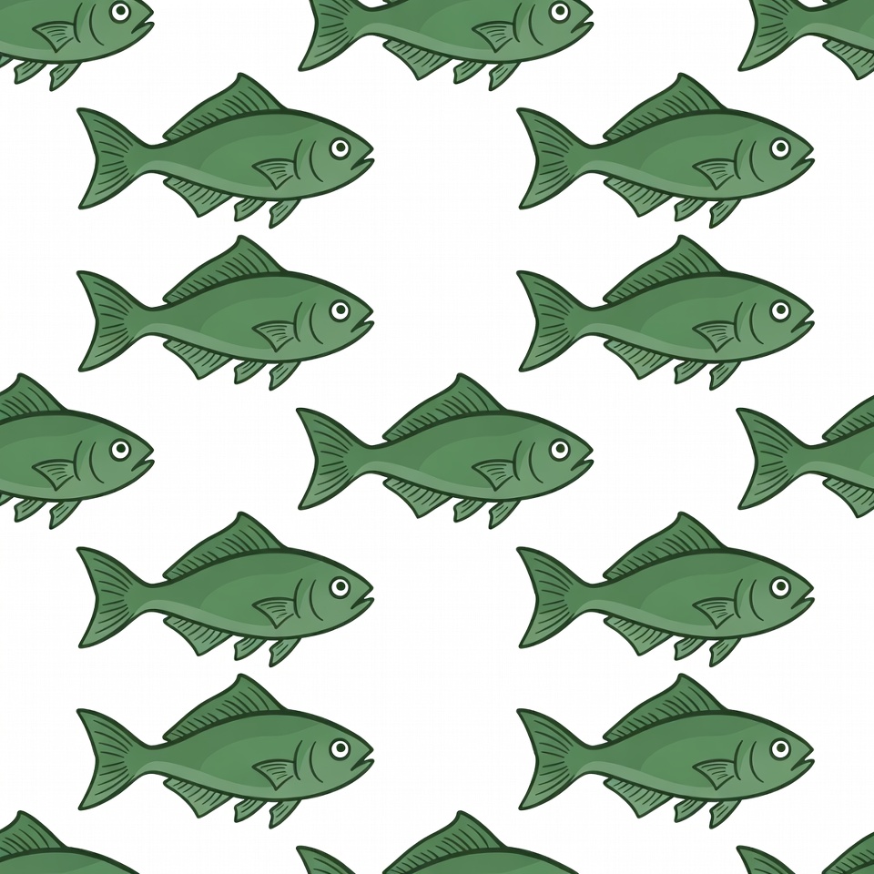 Green Fish Seamless Pattern Green Fish Seamless Pattern
