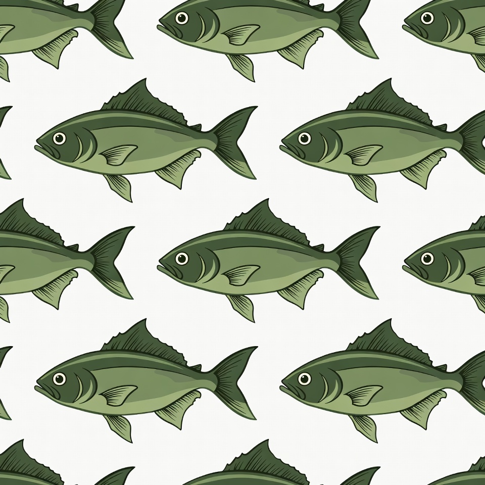 Green Fish Seamless Pattern Green Fish Seamless Pattern