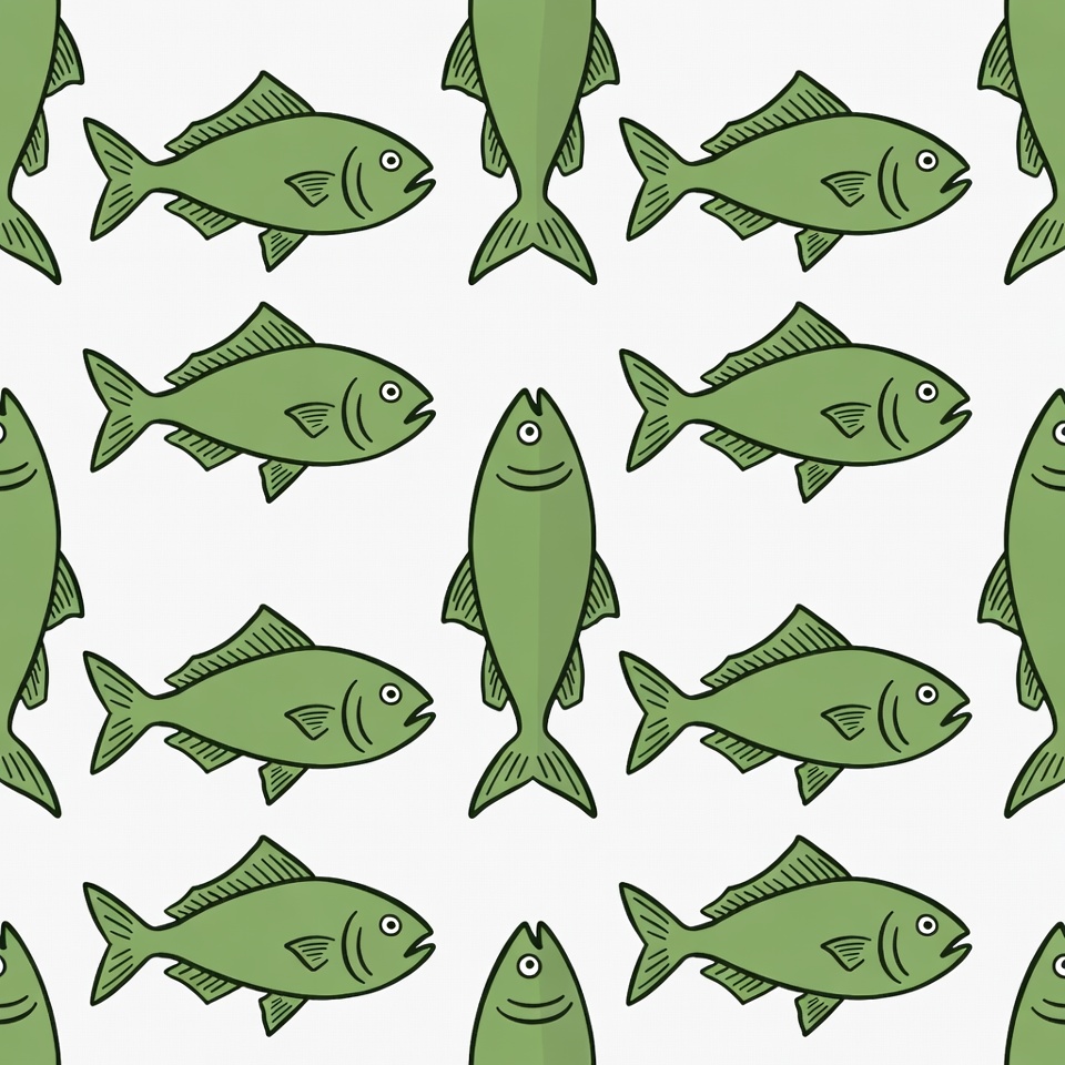 Green Fish Seamless Pattern Green Fish Seamless Pattern