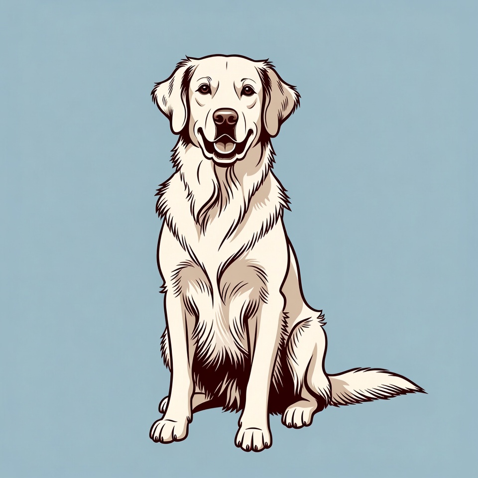 Golden Retriever sitting illustration Golden Retriever sitting illustration