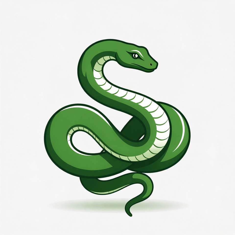 Green coiled snake illustration Green coiled snake illustration