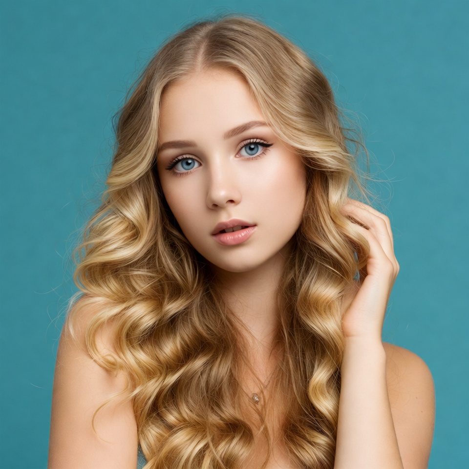 Blonde woman with blue eyes Blonde woman with blue eyes