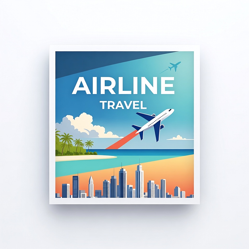 Airline Travel Poster with Airplane Airline Travel Poster with Airplane