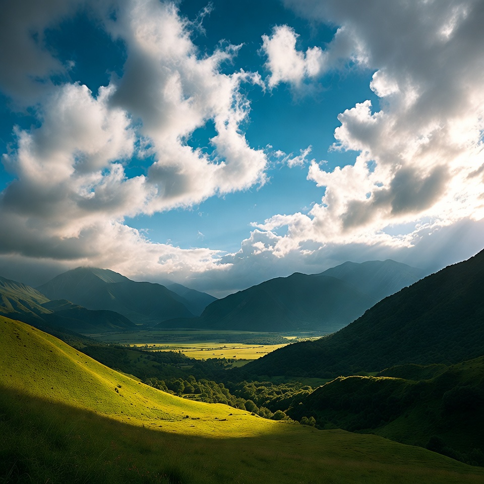 Dramatic Mountain Valley with Clouds Dramatic Mountain Valley with Clouds