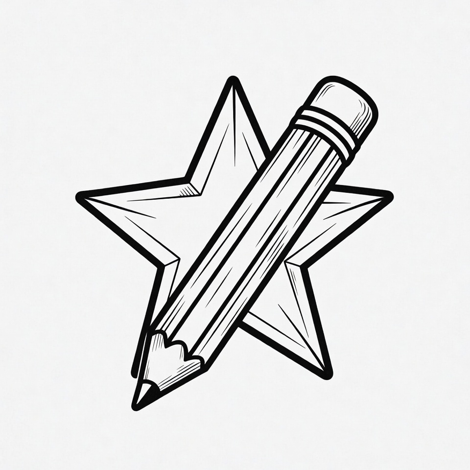Pencil on Star Illustration Pencil on Star Illustration