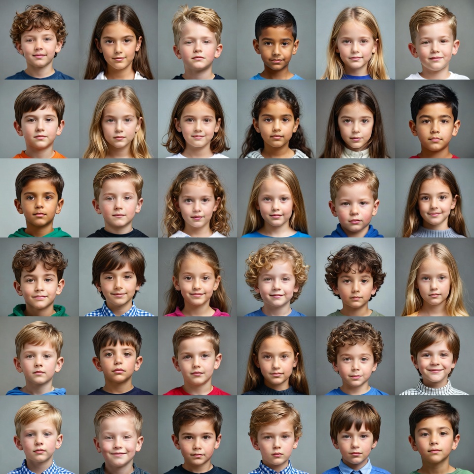 Diverse Children School Photos Grid Diverse Children School Photos Grid