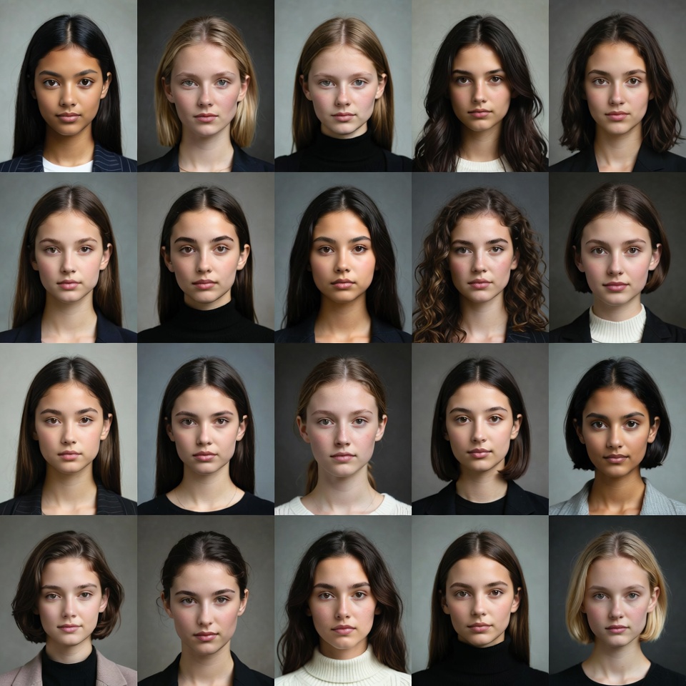Grid of Diverse Young Women Portraits Grid of Diverse Young Women Portraits