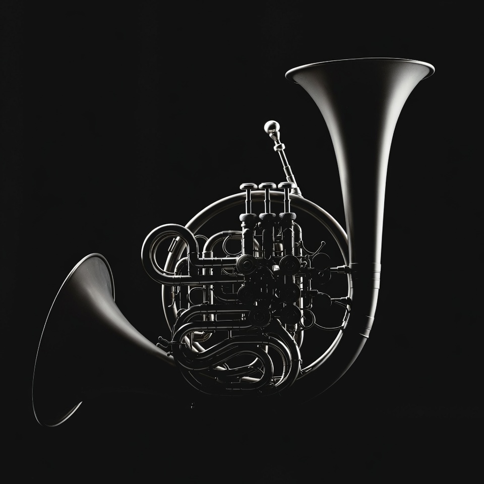 French Horn on Black Background French Horn on Black Background
